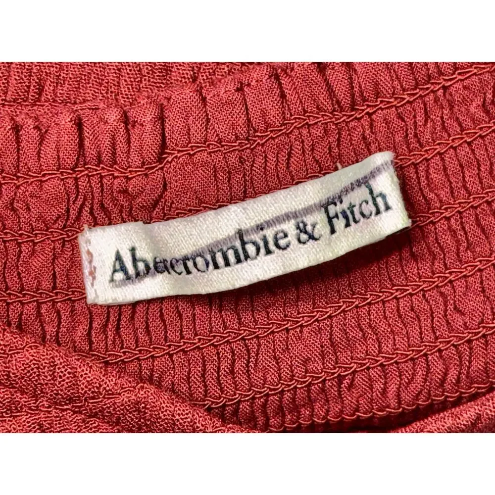 Abercrombie & Fitch Burgundy Red Smocked Puff Sleeve Slit Maxi Dress Size XS